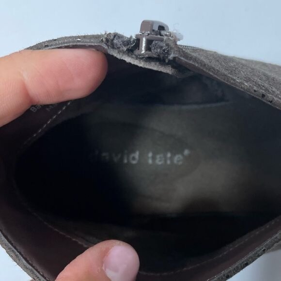 David Tate Fame Metallic Brown Perforated Leather Ankle Boots Size 7.5 - Picture 10 of 11